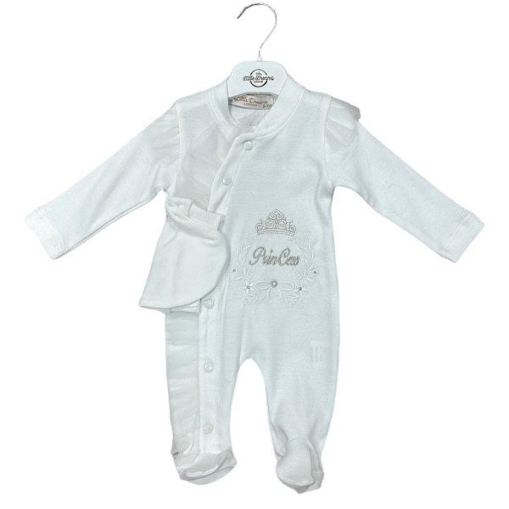 Little Dreams  * LD15034W White "Princess" All In One with Hat (0-9m)