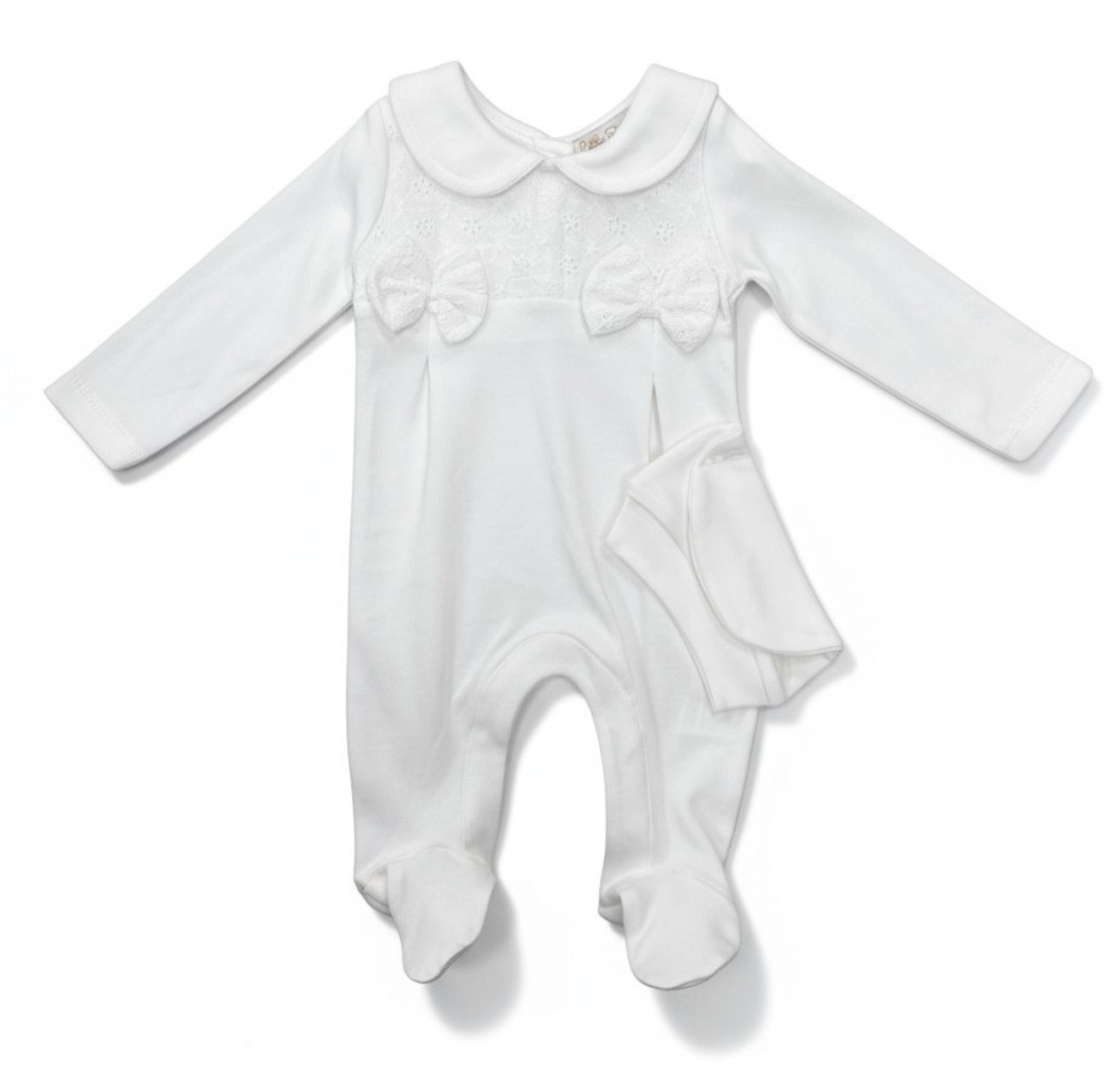 Little Dreams 15049IVORY * LD15049-W White Broderie All In One with Hat (0-9m)