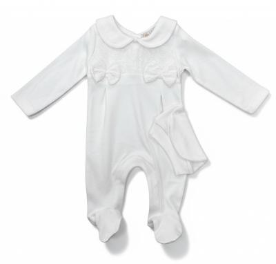 Little Dreams 15049IVORY * LD15049-W White Broderie All In One with Hat (0-9m)
