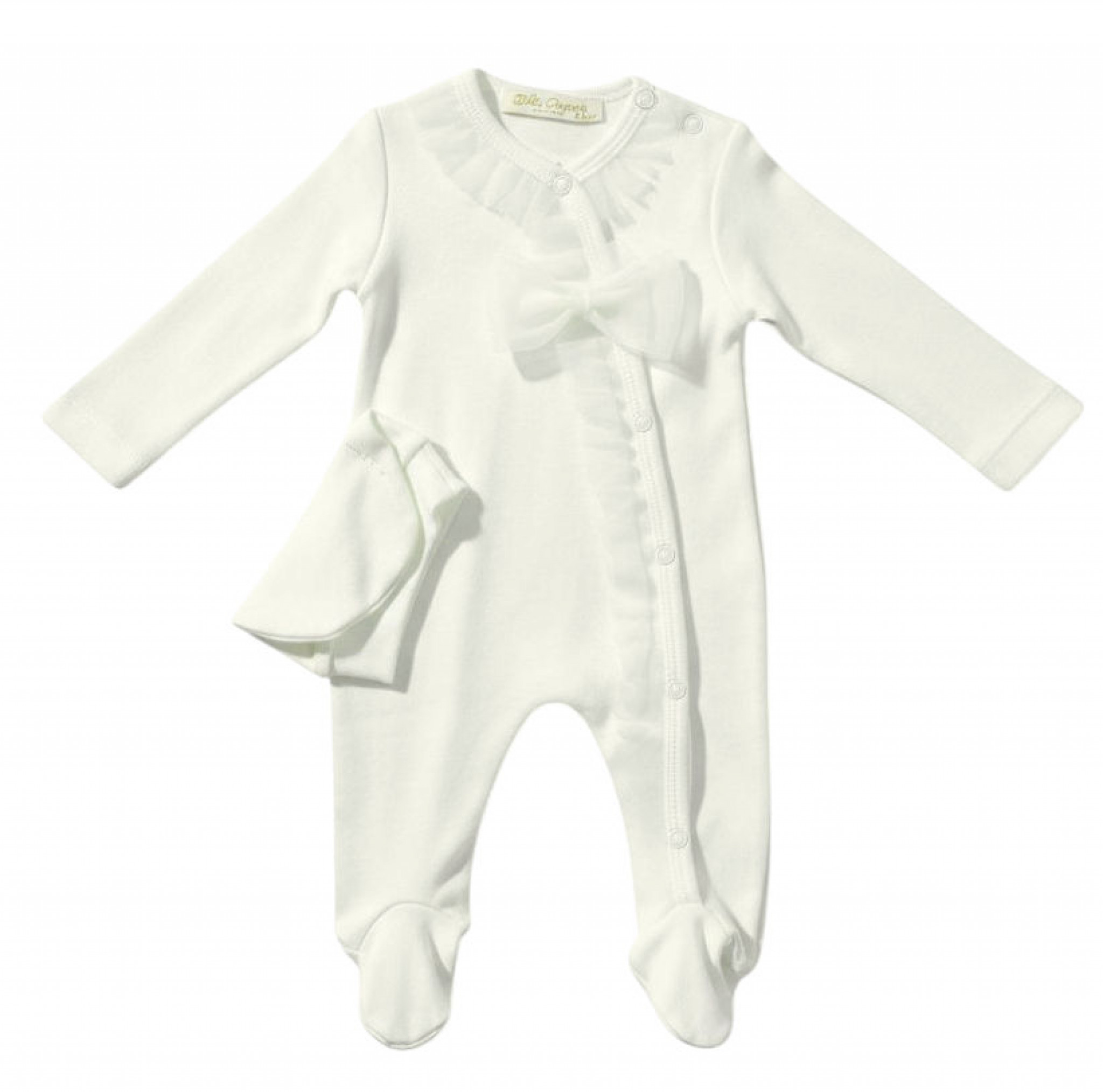 Little Dreams 15050IVORY * LD15050-I Ivory Frill All In One with Hat (0-9m)
