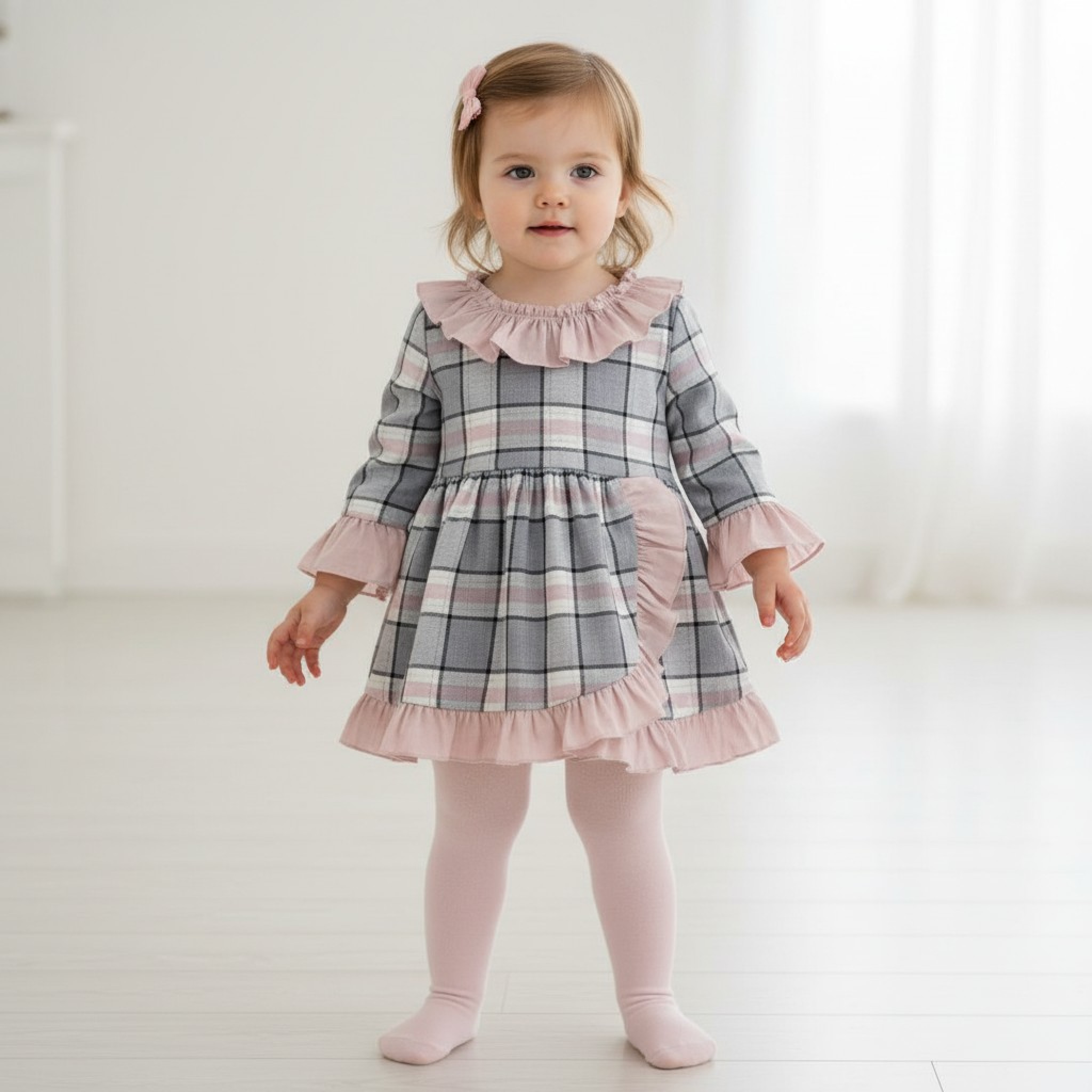 Little Dreams   LD15058P Pink Plaid Party Dress Set (6-24 months)