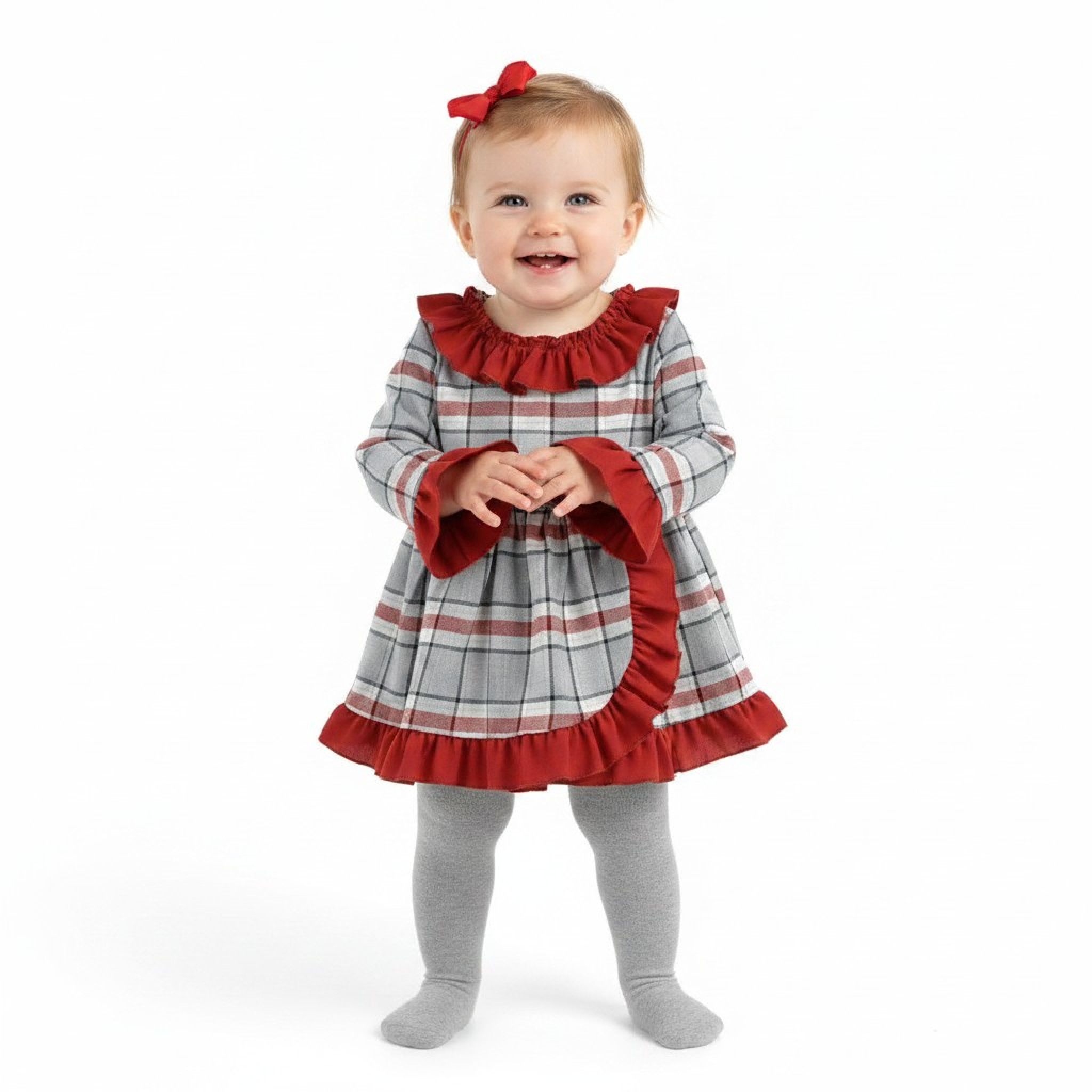 Little Dreams   LD15058R Red Plaid Party Dress Set (6-24 months)