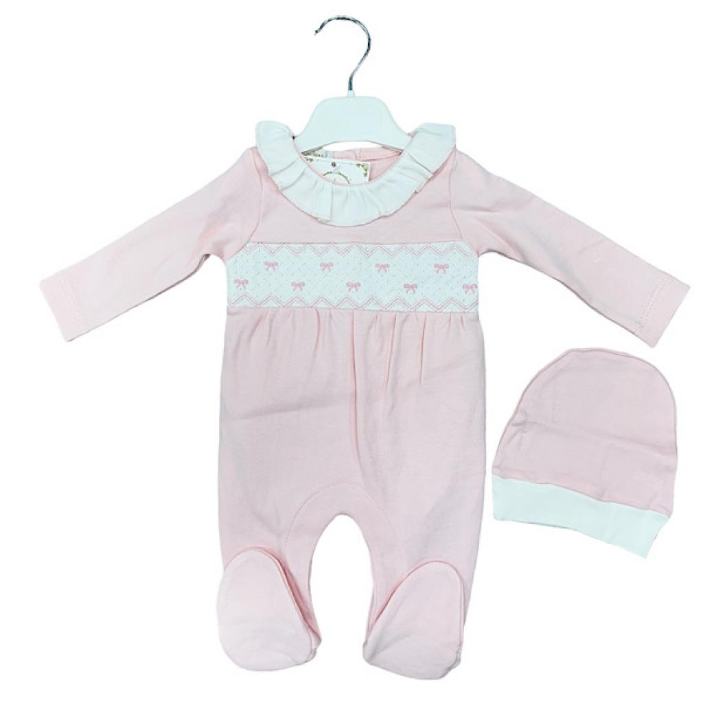 Little Dreams  * LD15062P Pink Smocked All In One with Hat (0-9m)