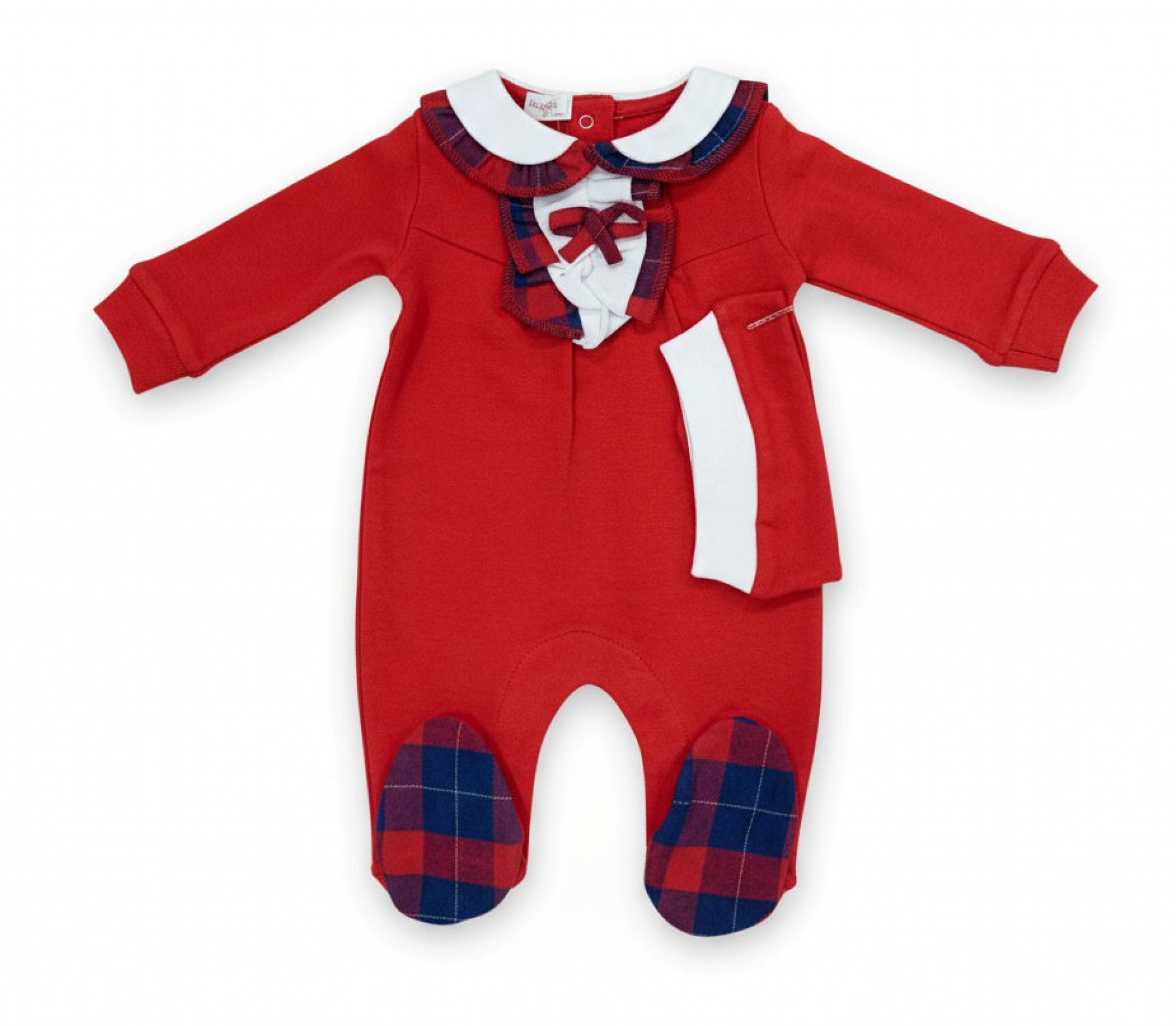 Little Dreams China * LD15065-R Red Tartan All In One and Hat (0-9 months)