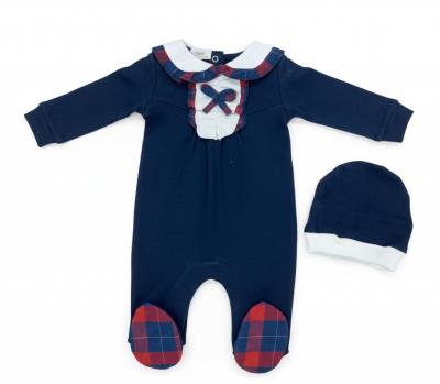 Little Dreams China * LD15065N Navy Tartan All In One and Hat (0-9 months)