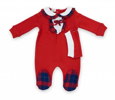 Little Dreams China * LD15065R Red Tartan All In One and Hat (0-9 months)