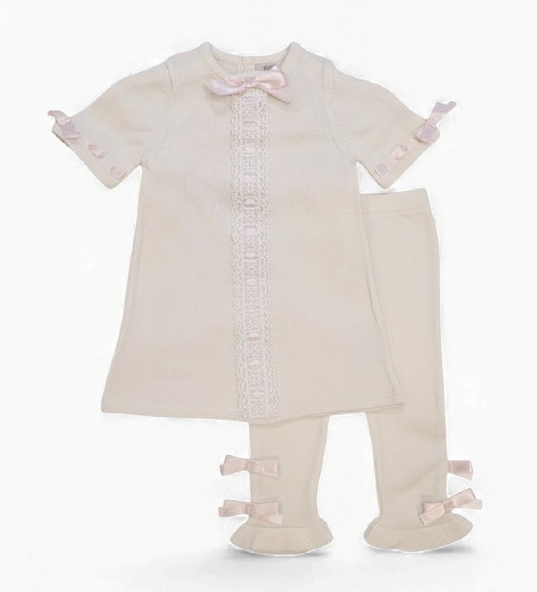 Little Dreams 212021 PINK IVORY * LD212021IP Fine Knit Spanish Leggings Set (9-24 months)