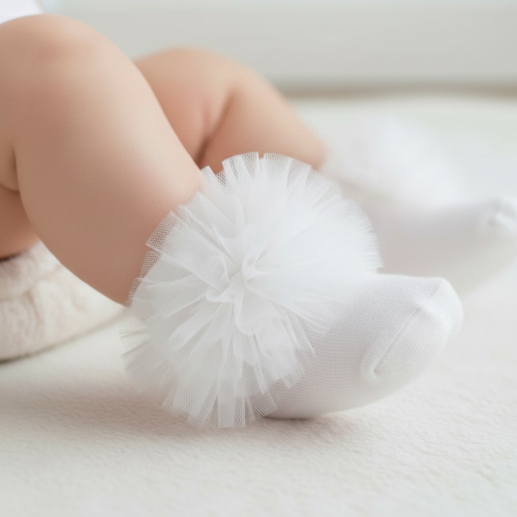 Little Dreams   LD3480-W White Tutu Ankle Socks (0-24 months)