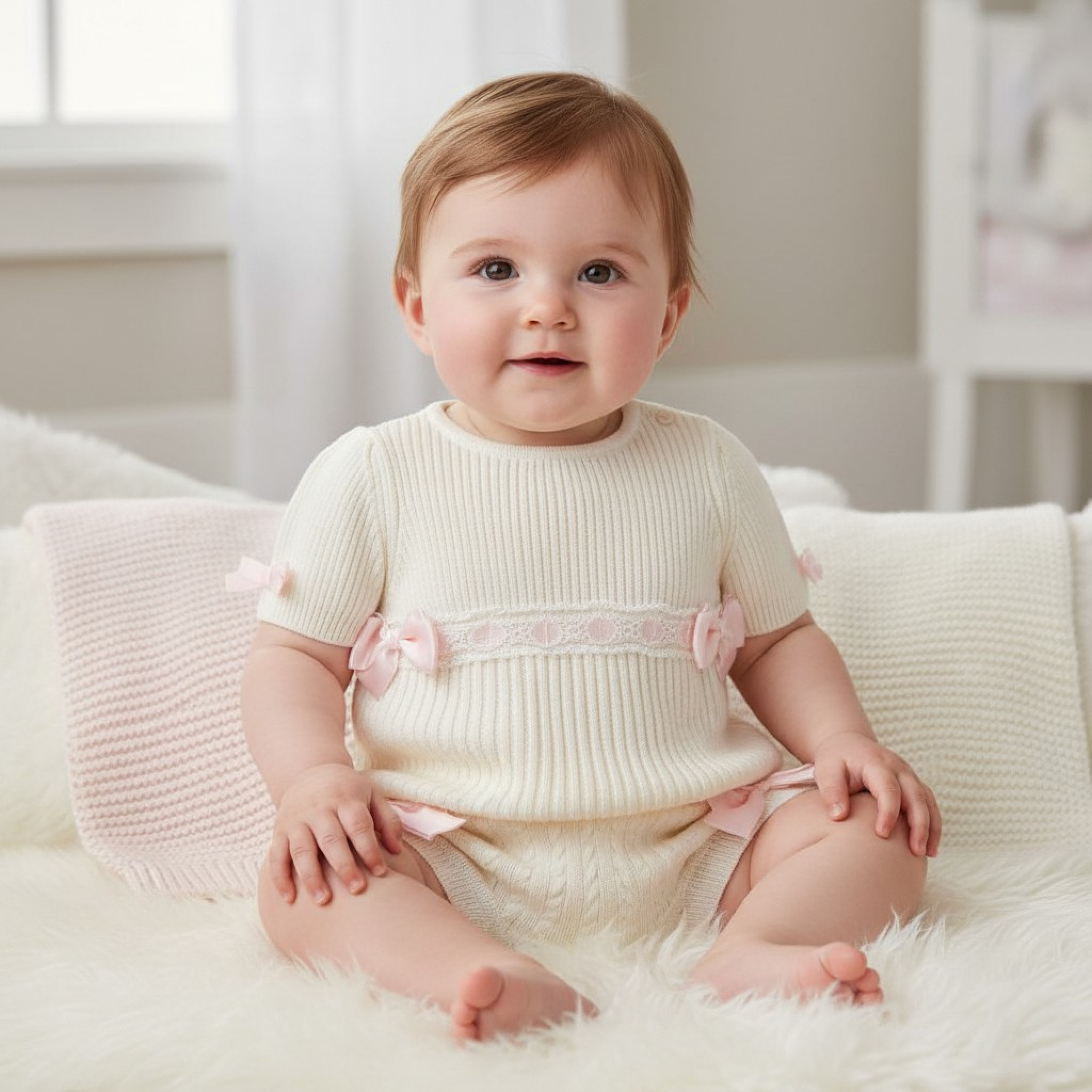 Little Dreams 112021IVORYPINK * LD52021IV Fine Knit Spanish Set (0-24 months)