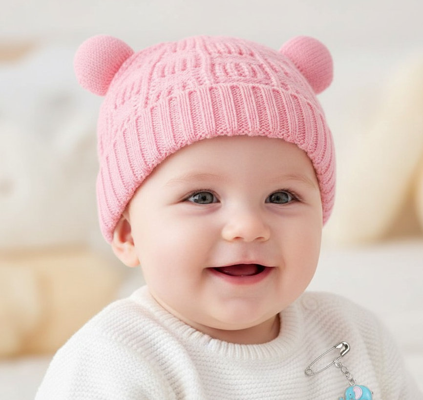 Little Dreams   LD880020P Double Pom Pom  Hat  (Newborn - 12 months)