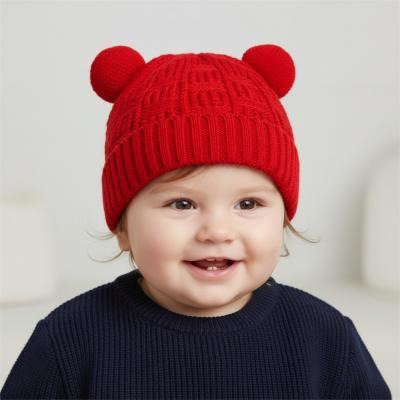 LD880020R  Double Pom Pom  Hat   (Newborn - 12 months)