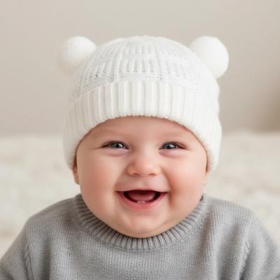 LD880020W  Double Pom Pom  Hat   (Newborn - 12 months)