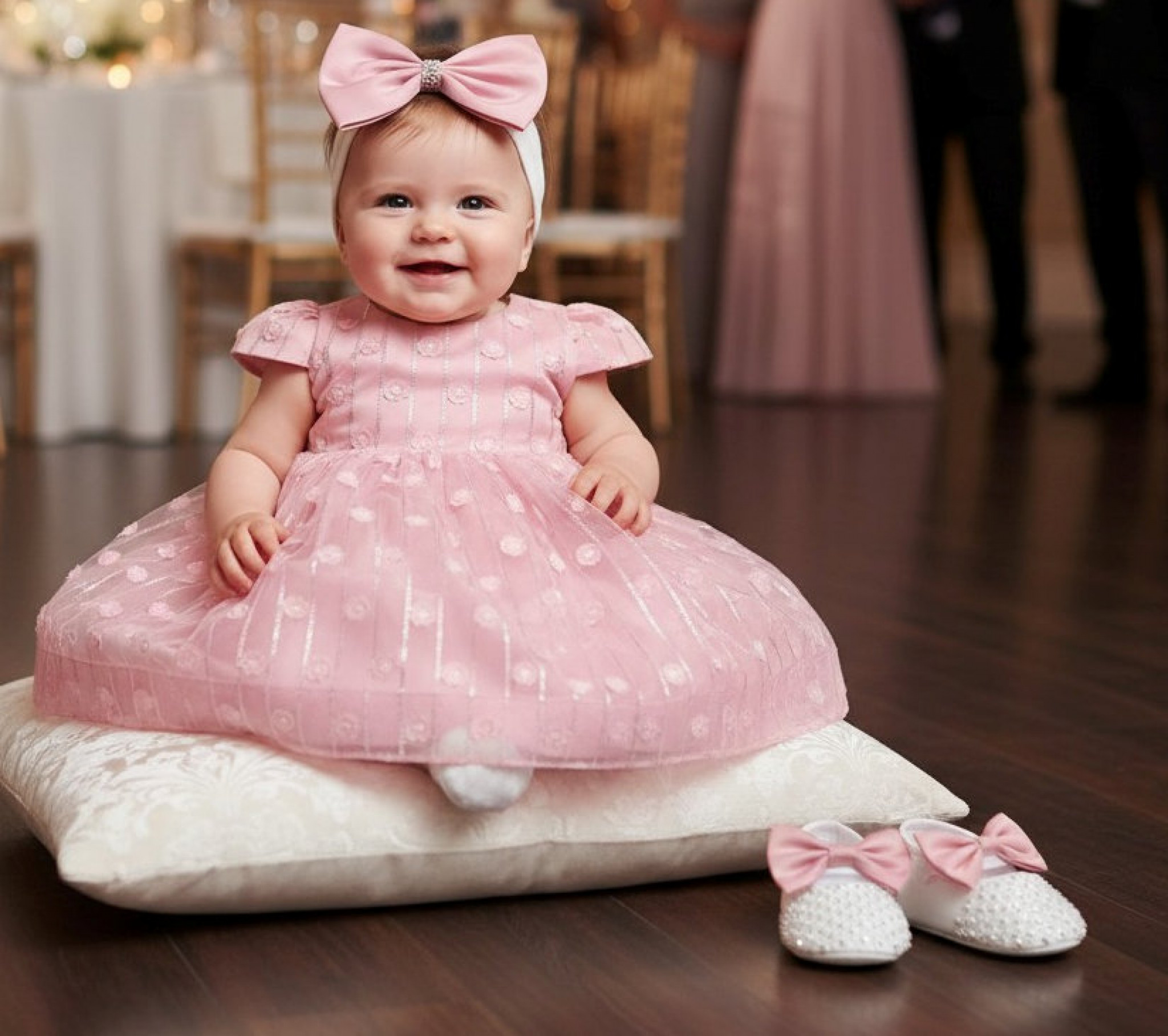 Little Dreams   LDS02P Flower Dress with Shoes and Headband (0-12 months)