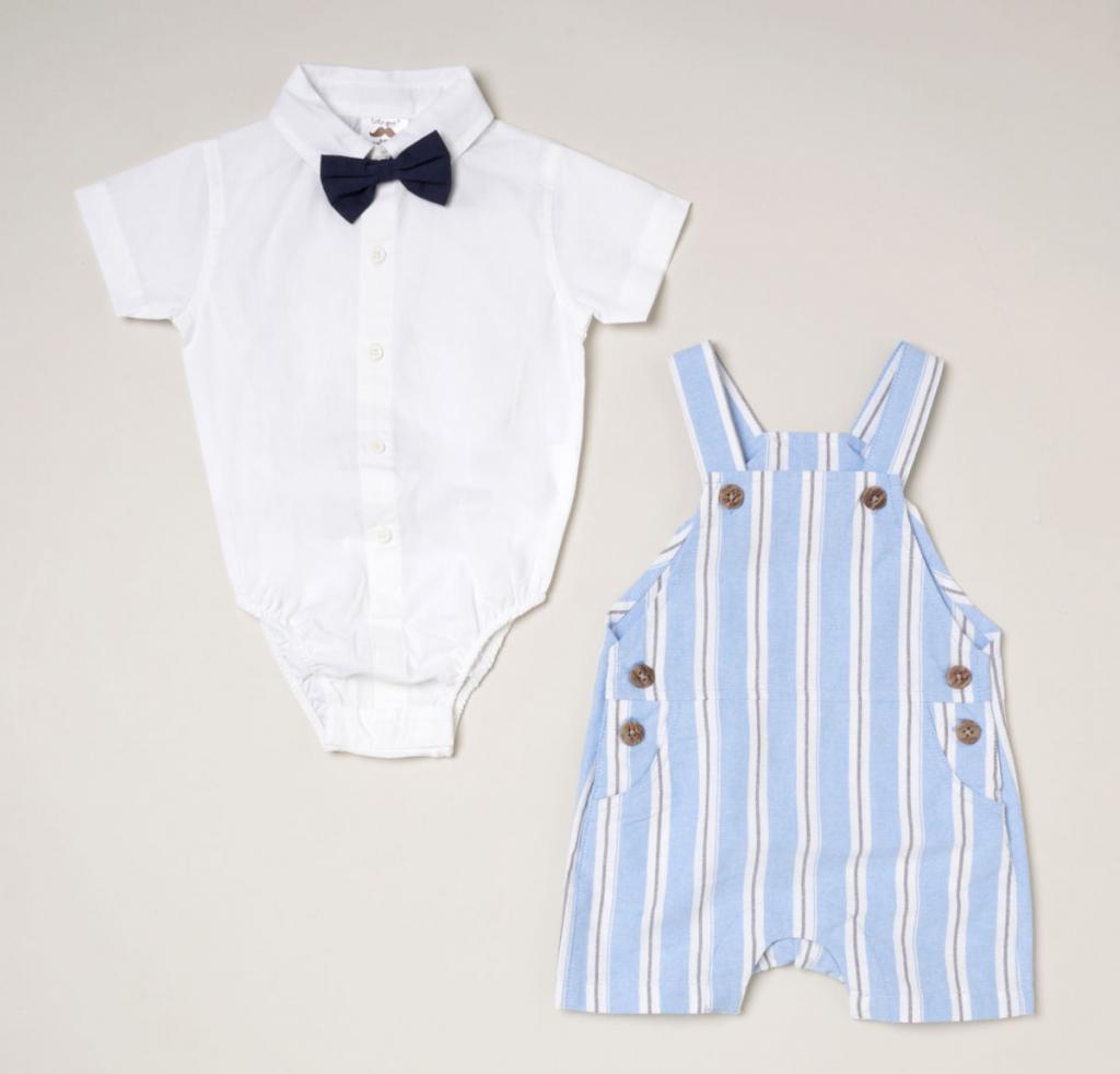 Little Gent D07197  LGD07197 Stripe Chambray Dungaree set(0-12 months)