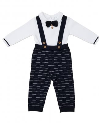 Little Gent E07663  LGE07663-N Dungaree Knit set(0-12 months)