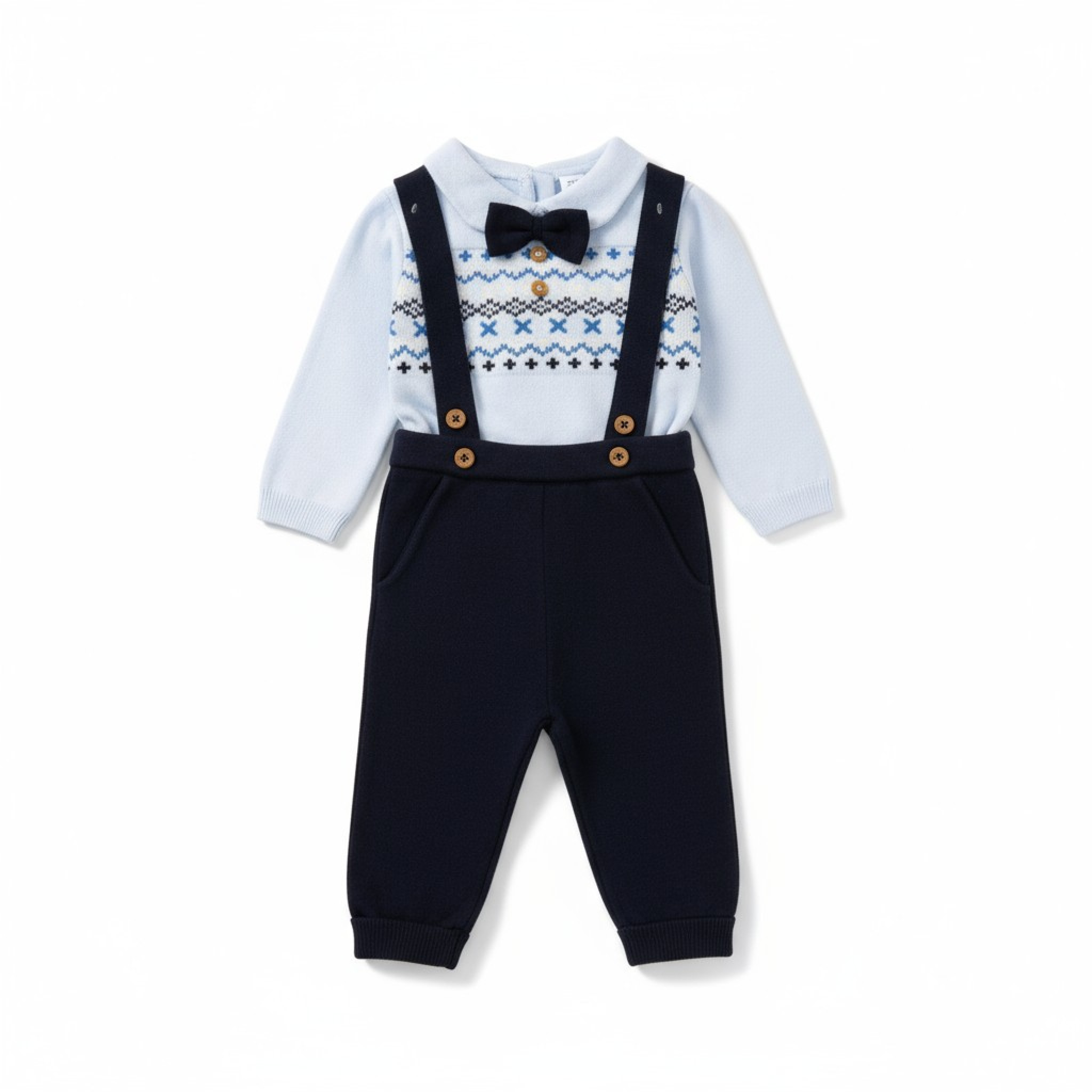 Little Gent E07664  LGE07664n Dungaree Knit set(0-12 months)