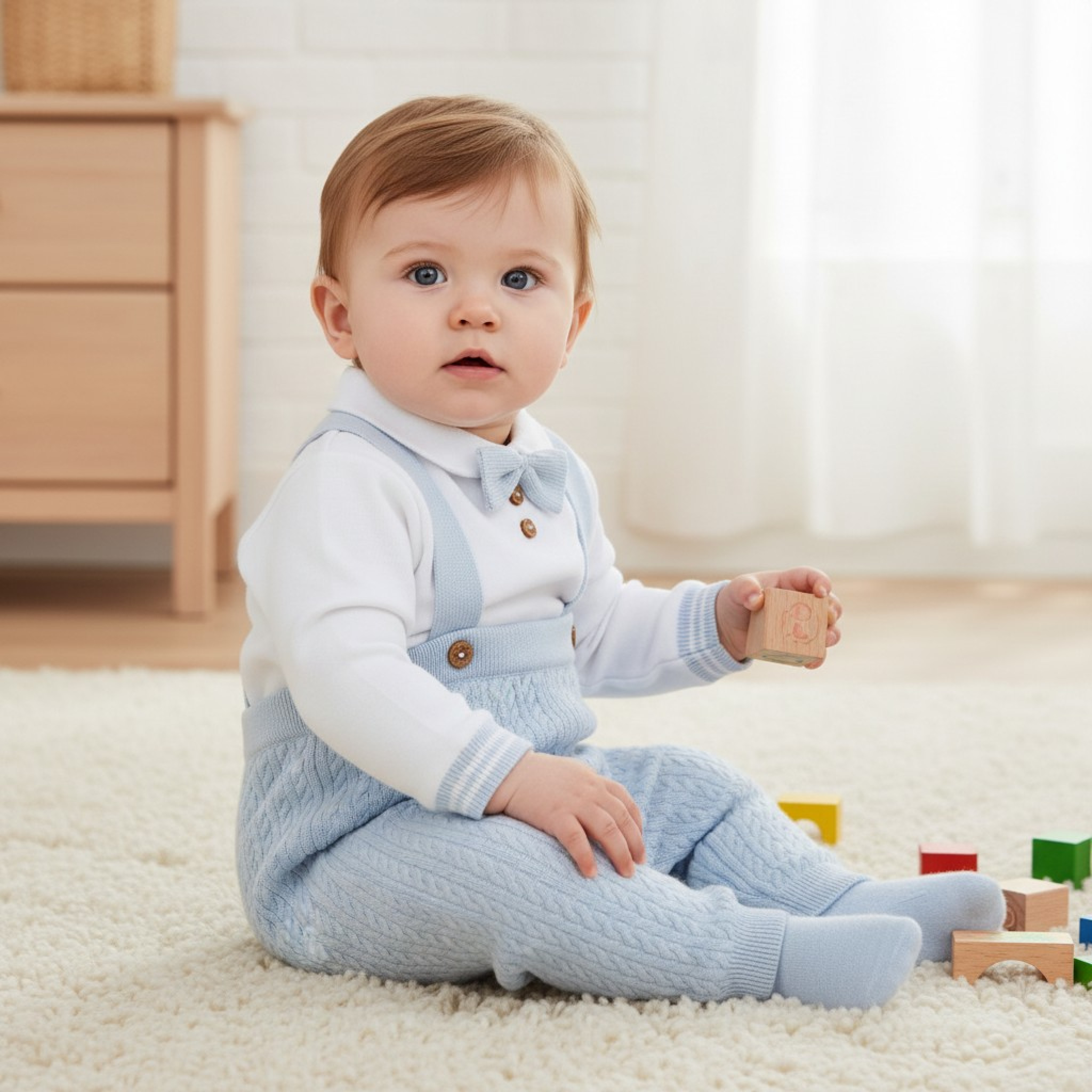 Little Gent E07667 * LGE07667 Dungaree Knit Set (0-12 months)