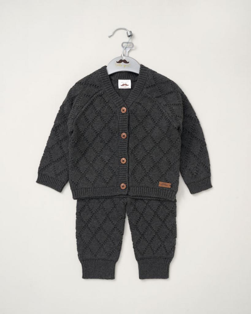 Little Gent E07909 0-3 = 5056623219232,3-6 = 5056623219249,6-12 = 5056623219256 LGE07909 Diamond Knit Two Piece Set ( 0-12 months)