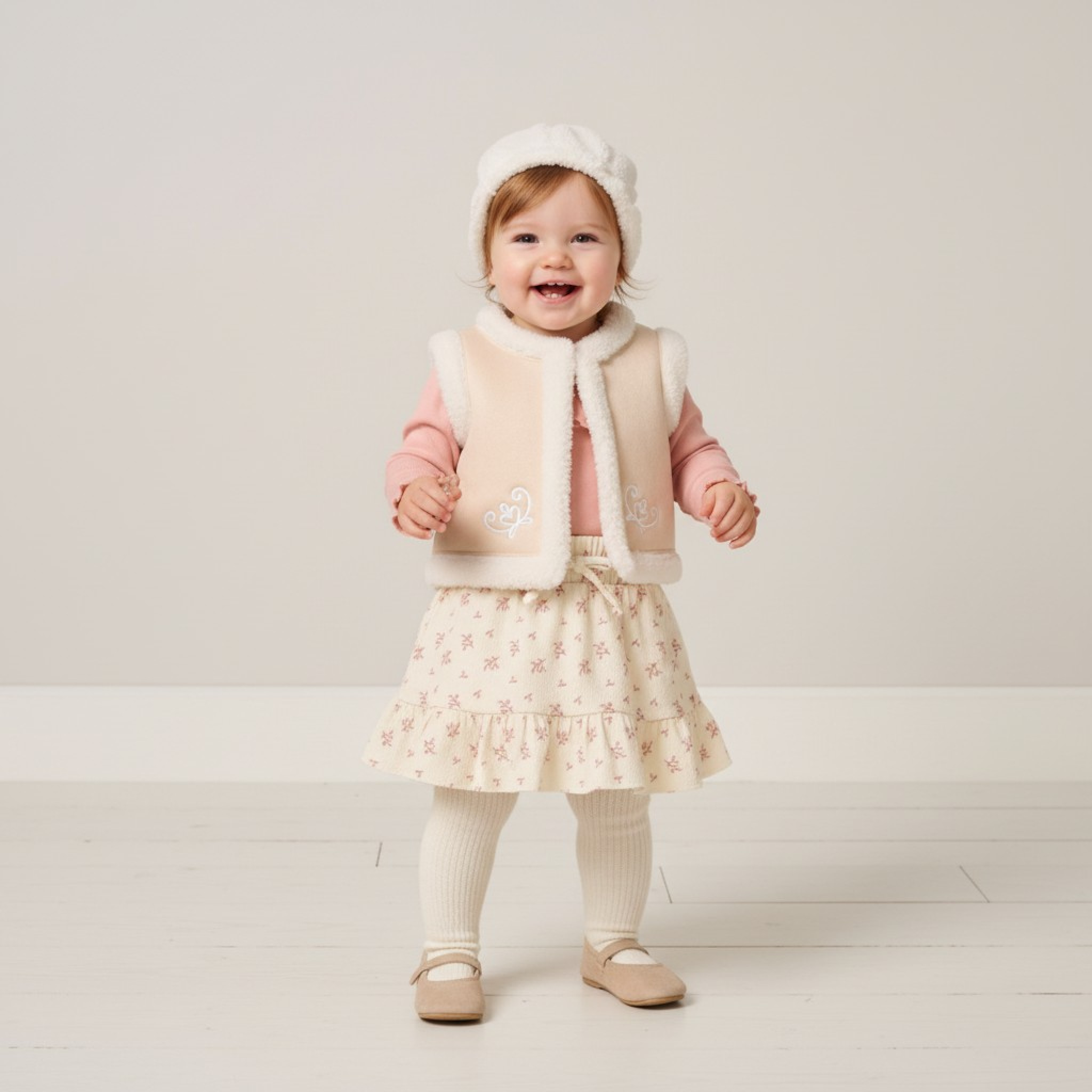 Lily & Jack G11460INF * LGG11460-A Faux Sheepskin  Gilet and Skirt Set (12 -24 months)