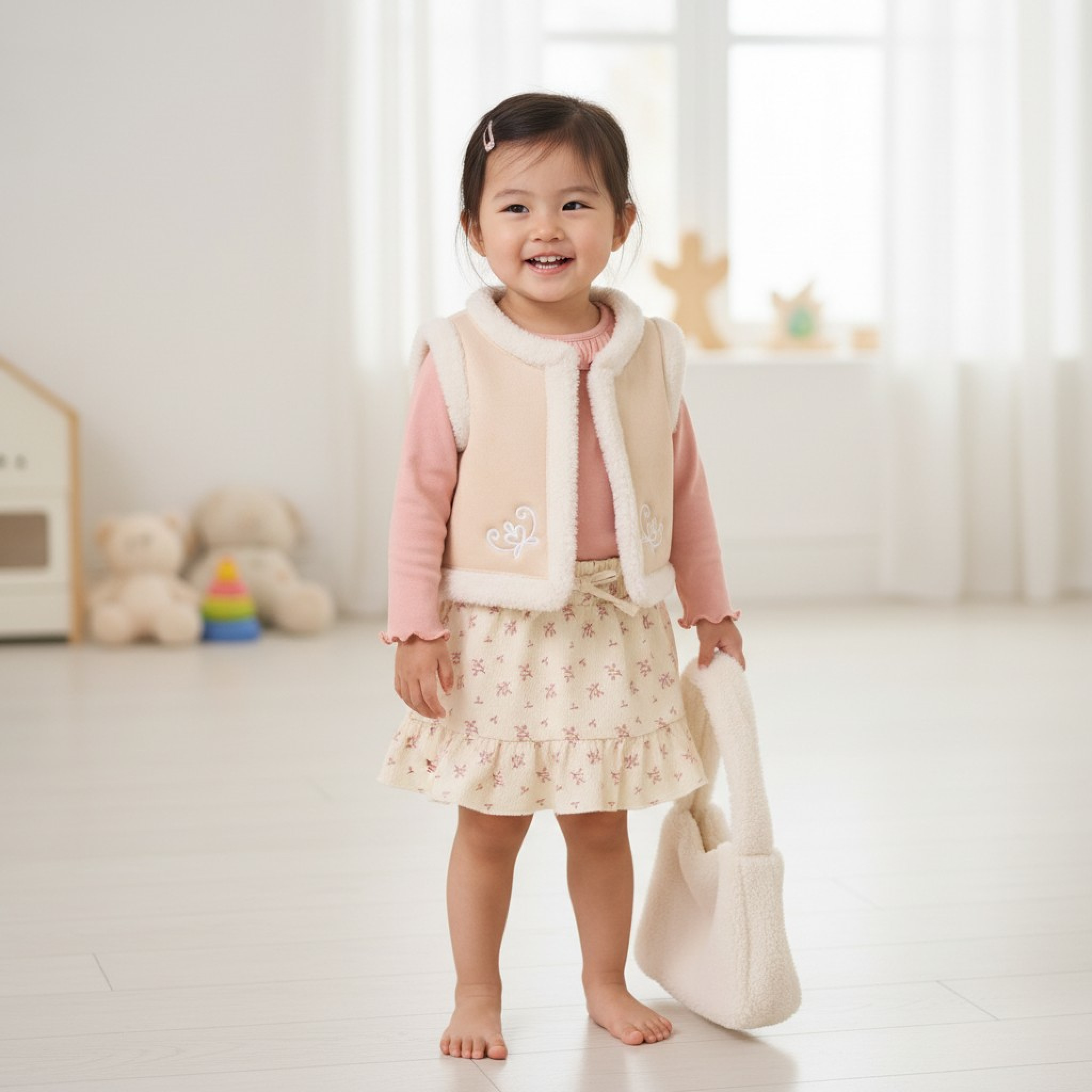Lily & Jack G11460TOD * LGG11460-B Faux Sheepskin,Gilet, bag and Skirt Set (2-4 years)