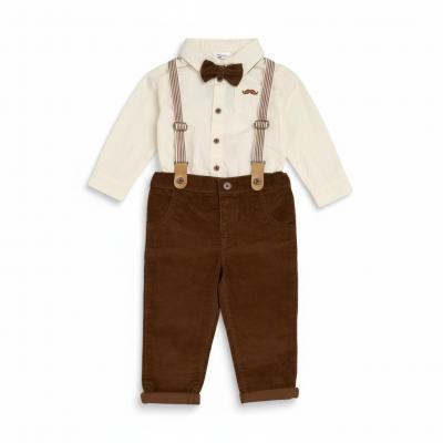 Little Gent G11529INF * LGG11529-A Corduroy Bow Tie  Set with Braces (12-24 months)