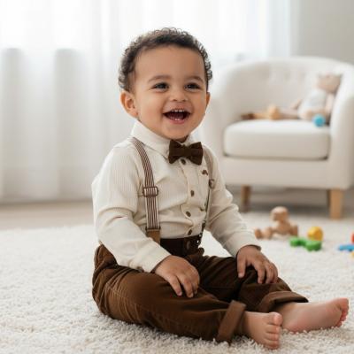 LGG11529-B Corduroy Bow Tie Set with Braces (2-4 years)