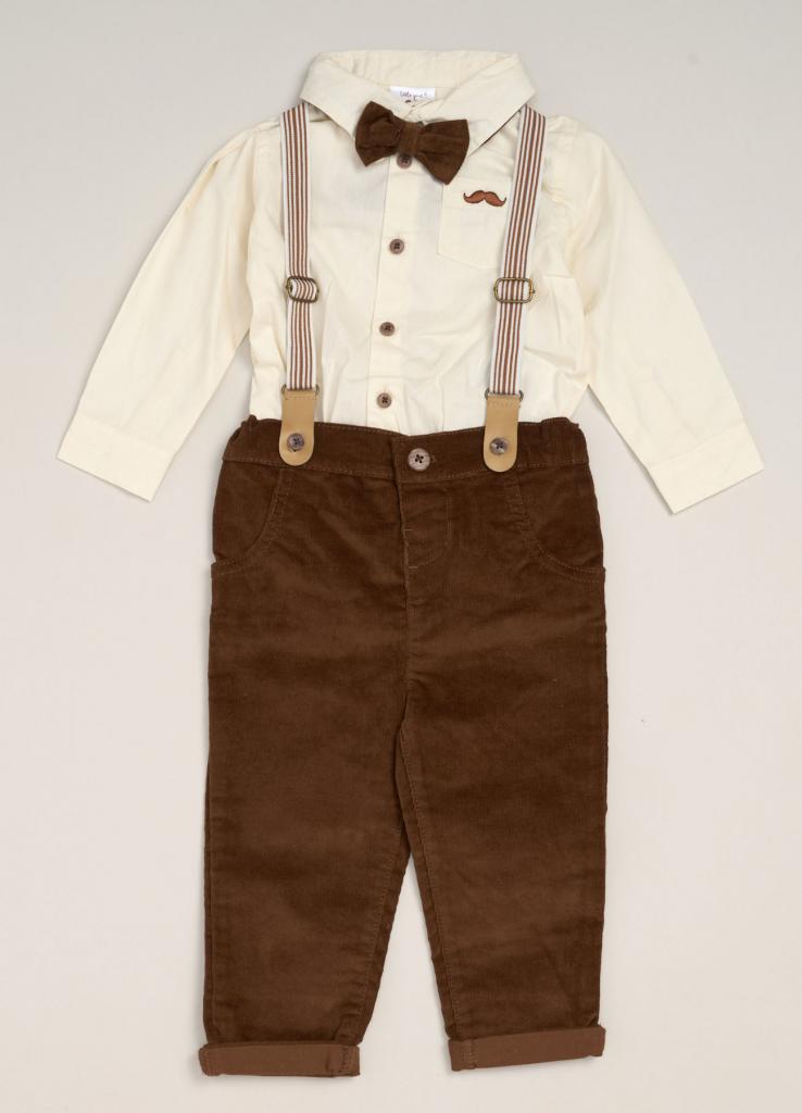 Little Gent G11529INF * LGG11529A Corduroy Bow Tie  Set with Braces (12-24 months)
