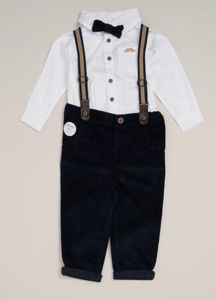 Little Gent G11530INF * LGG11530A Corduroy Bow Tie  Set with Braces (12-24 months)