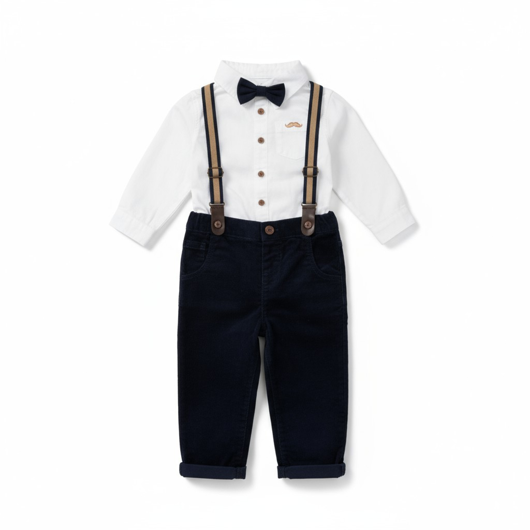 Little Gent G11530INF * LGG11530A Corduroy Bow Tie  Set with Braces (12-24 months)
