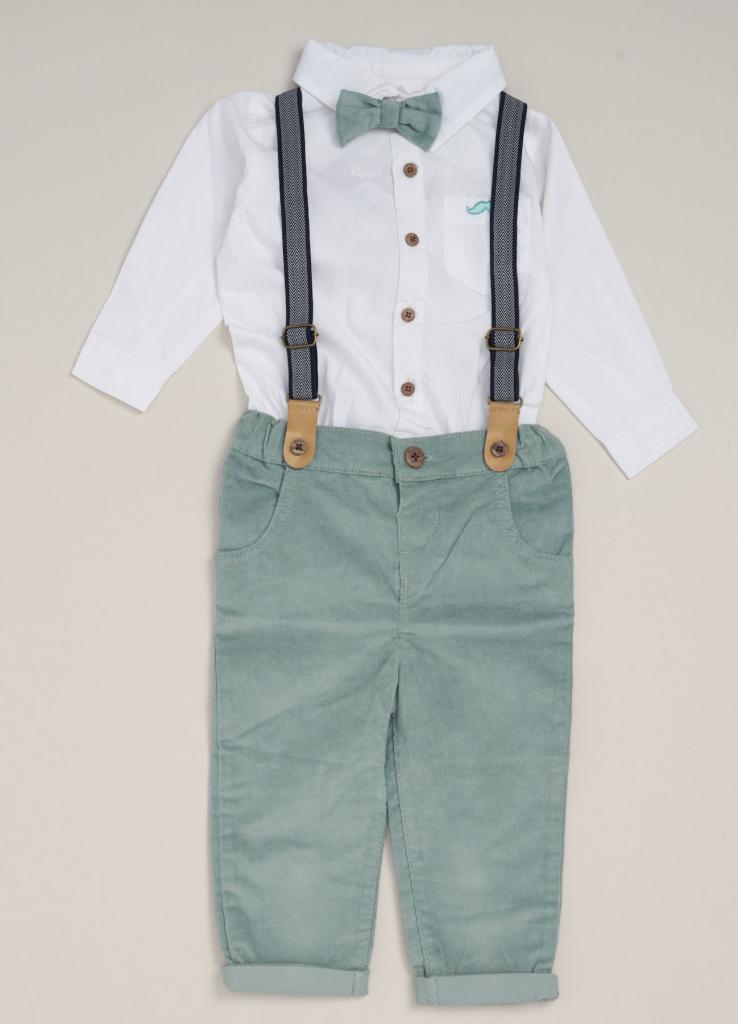 Little Gent G11531INF * LGG11531A Corduroy Bow Tie  Set with Braces (12-24 months)
