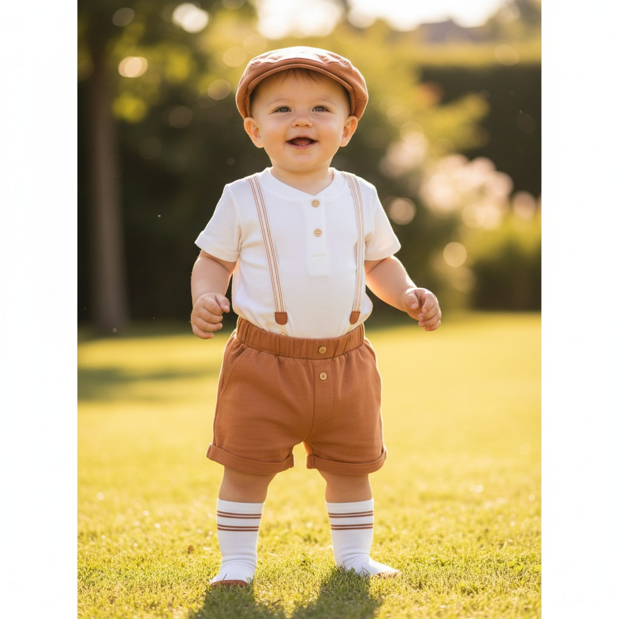 Little Gent  * LGH13723 Bodysuit, shorts, socks and cap ( 0-9 months)