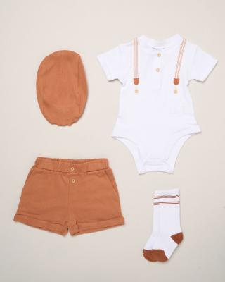 Little Gent  * LGH13723 Bodysuit, shorts, socks and cap ( 0-9 months)