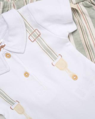 Little Gent  * LGH13726A Striped bodysuit, shorts, socks and cap ( 9-24 months)