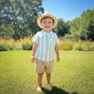 LGH14350B  Striped Shirt Shorts and Hat  (2-4 years)