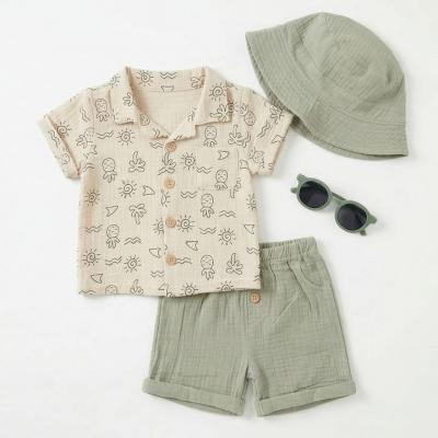 Liam &amp; James  * LI123277 Tropical Shirts, shorts hat and glasses (0-9 months)
