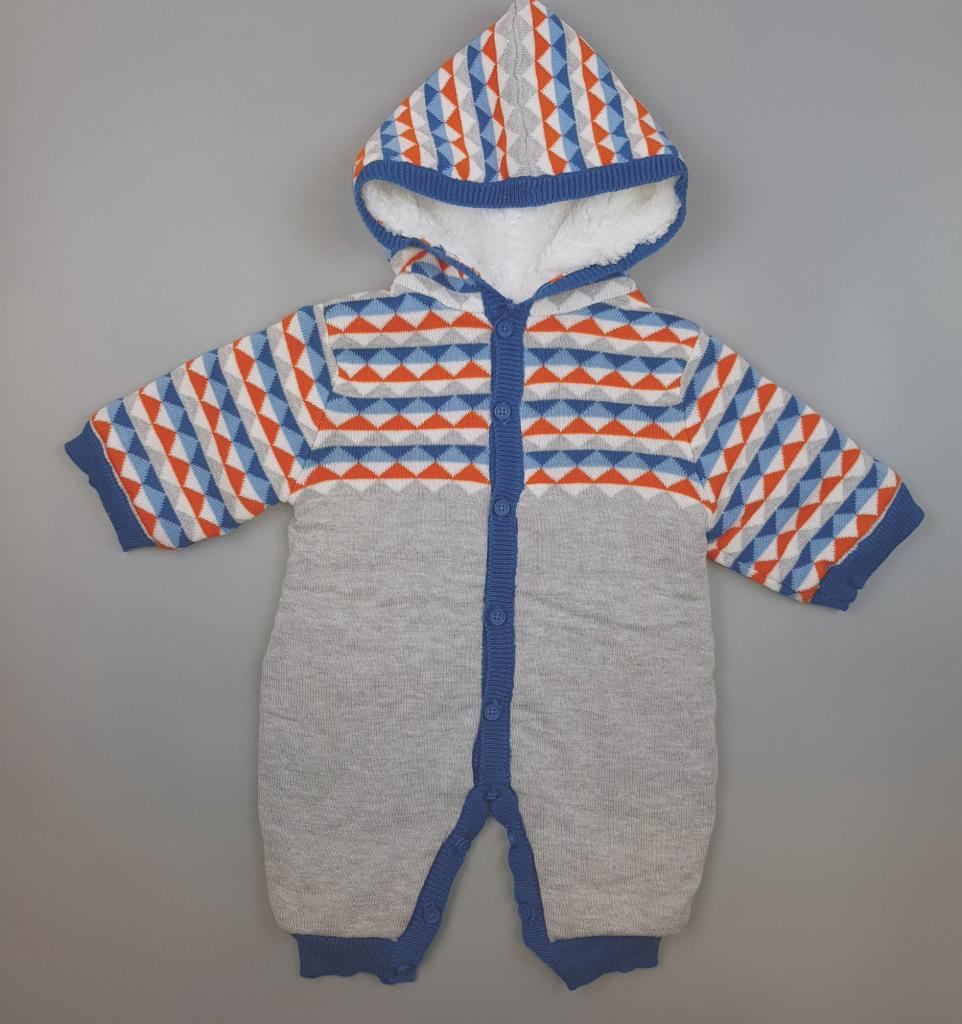 Lily & Jack  5055578164055 LJ15697A Geometric knit and sherpa fleece pram suit (0-12m)