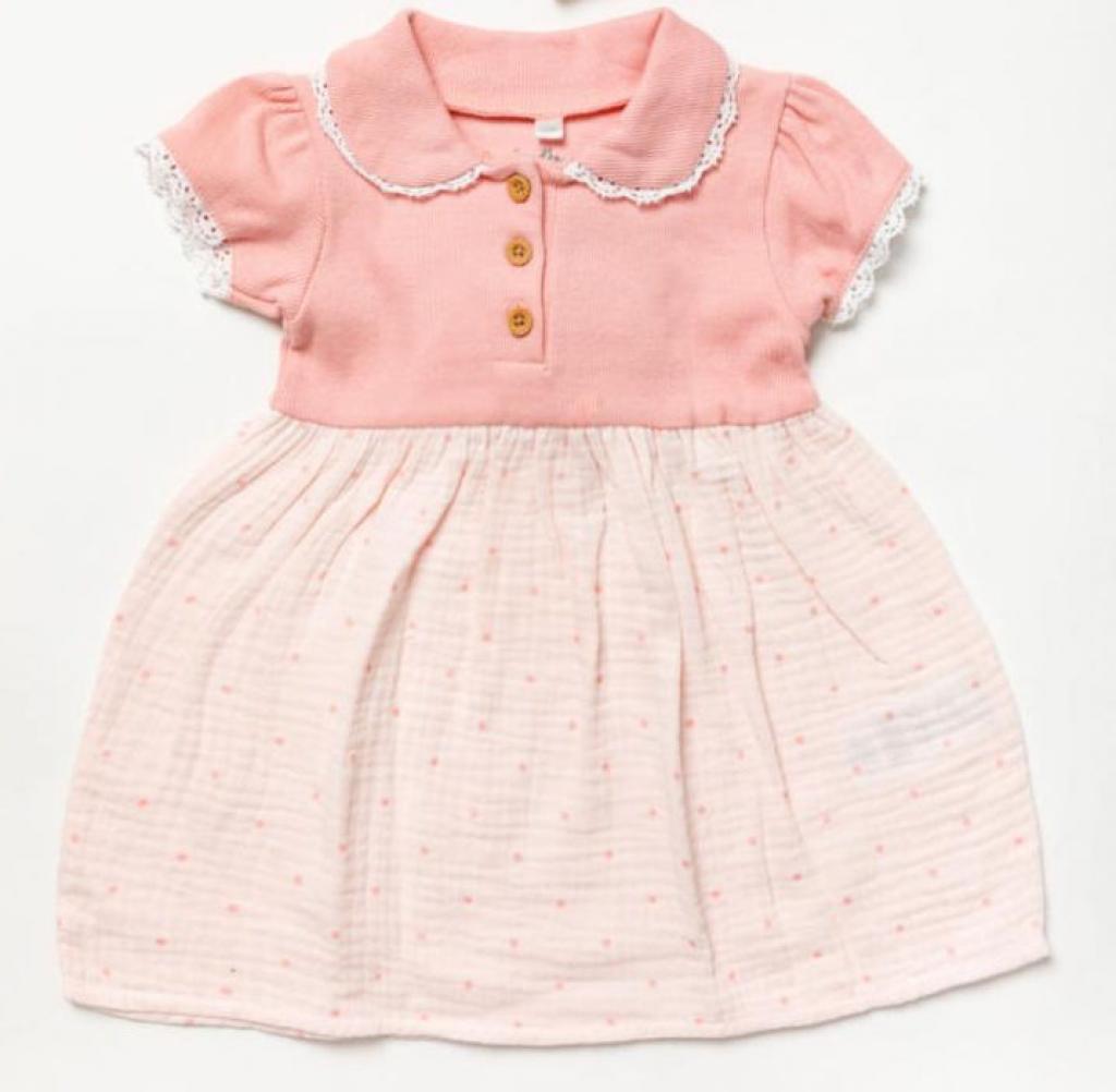 Lily & Jack B03975 * LJB03975PP Dotty muslin crinkle Dress (18 -24 months)
