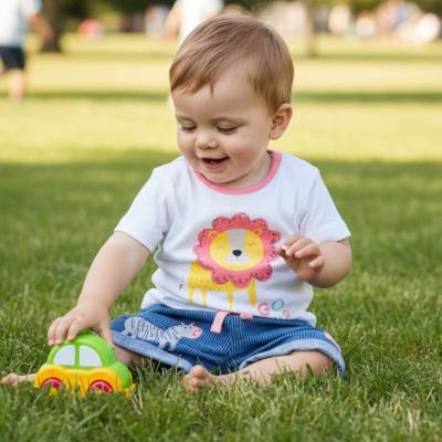 LJB04599N  Go Wild Stripe Shorts Set  (3-18 months)