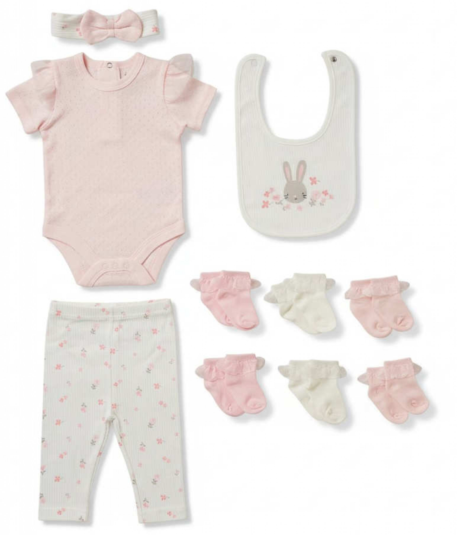 Lily & Jack D07257 * LJD07257P Floral" Ribbed 10 Piece set(NB - 6m)