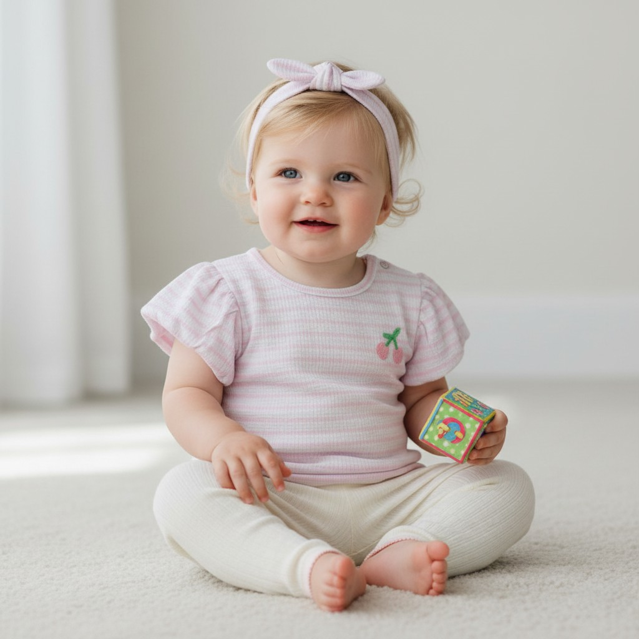 Lily & Jack F09149 NB 5056756554156 LJF09149-A  Seersucker "Cherry" Outfit (0-9 months)