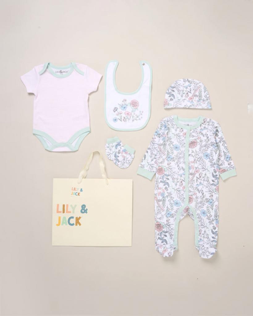 Lily & Jack F09888NB * LJF09888  "Flowers" 5 Piece Layette Set (Nb-6 months)