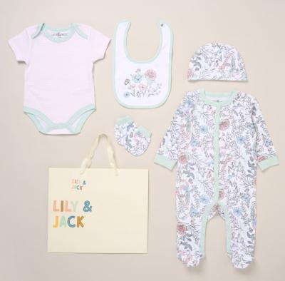 Lily & Jack F09888NB * LJF09888F  "Flowers" 5 Piece Layette Set (Nb-6 months)