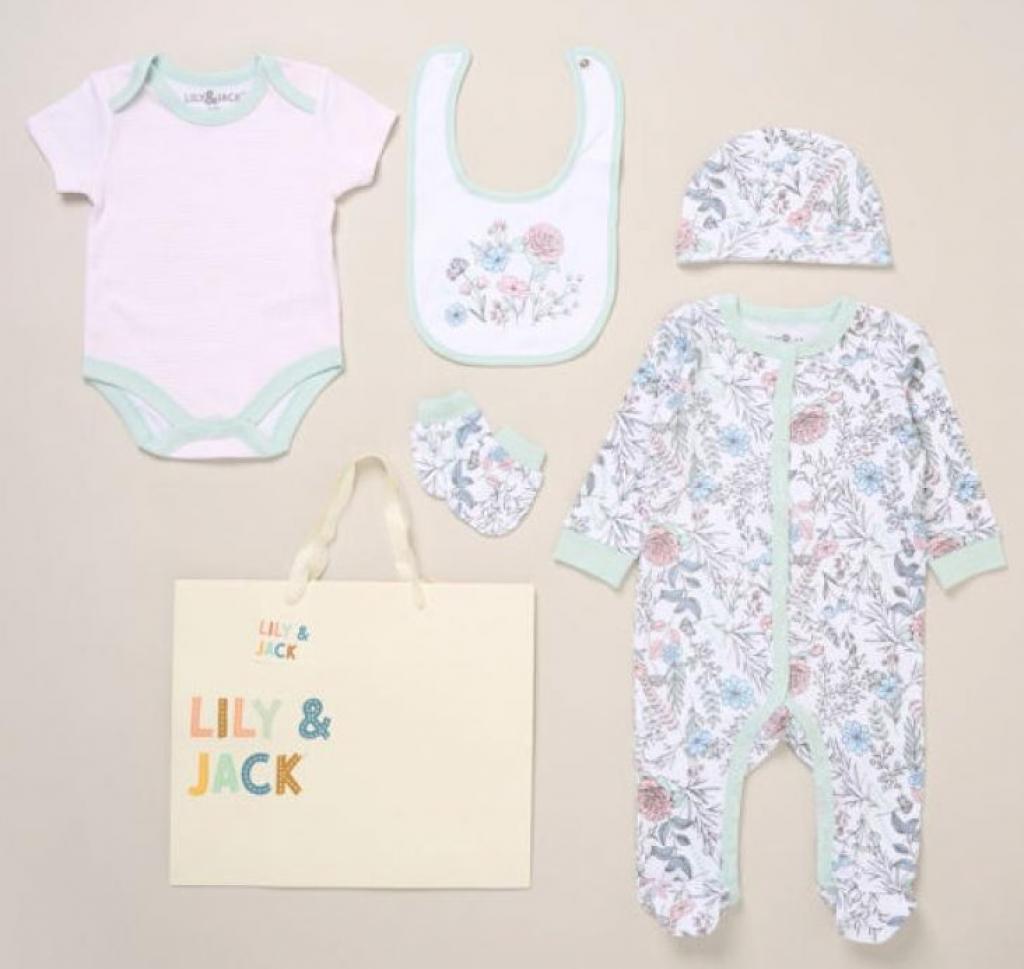Lily & Jack F09888NB * LJF09888g  "Flowers" 5 Piece Layette Set (Nb-6 months)