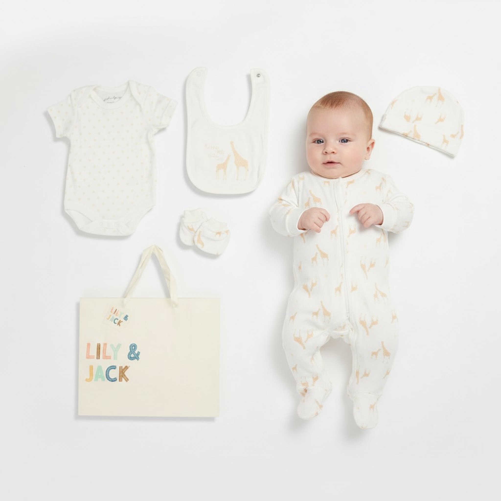 Lily & Jack F09896NB * LJF09896-C Giraffe Box 5 Piece Layette Set (Nb-6 months)