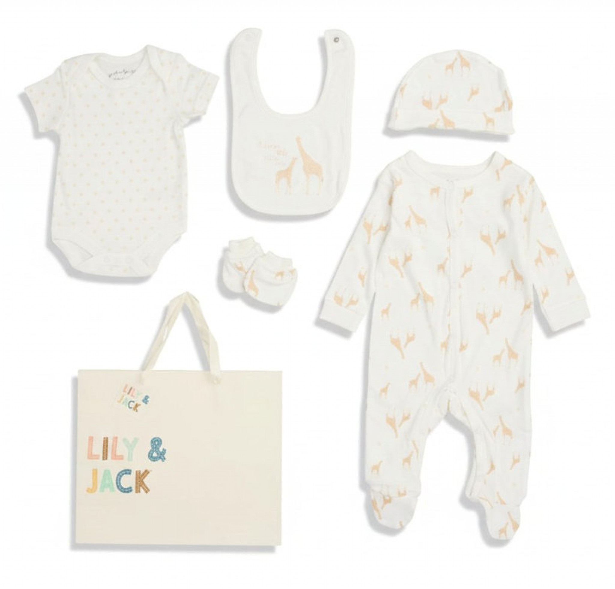 Lily & Jack F09896NB * LJF09896C Giraffe Box 5 Piece Layette Set (Nb-6 months)