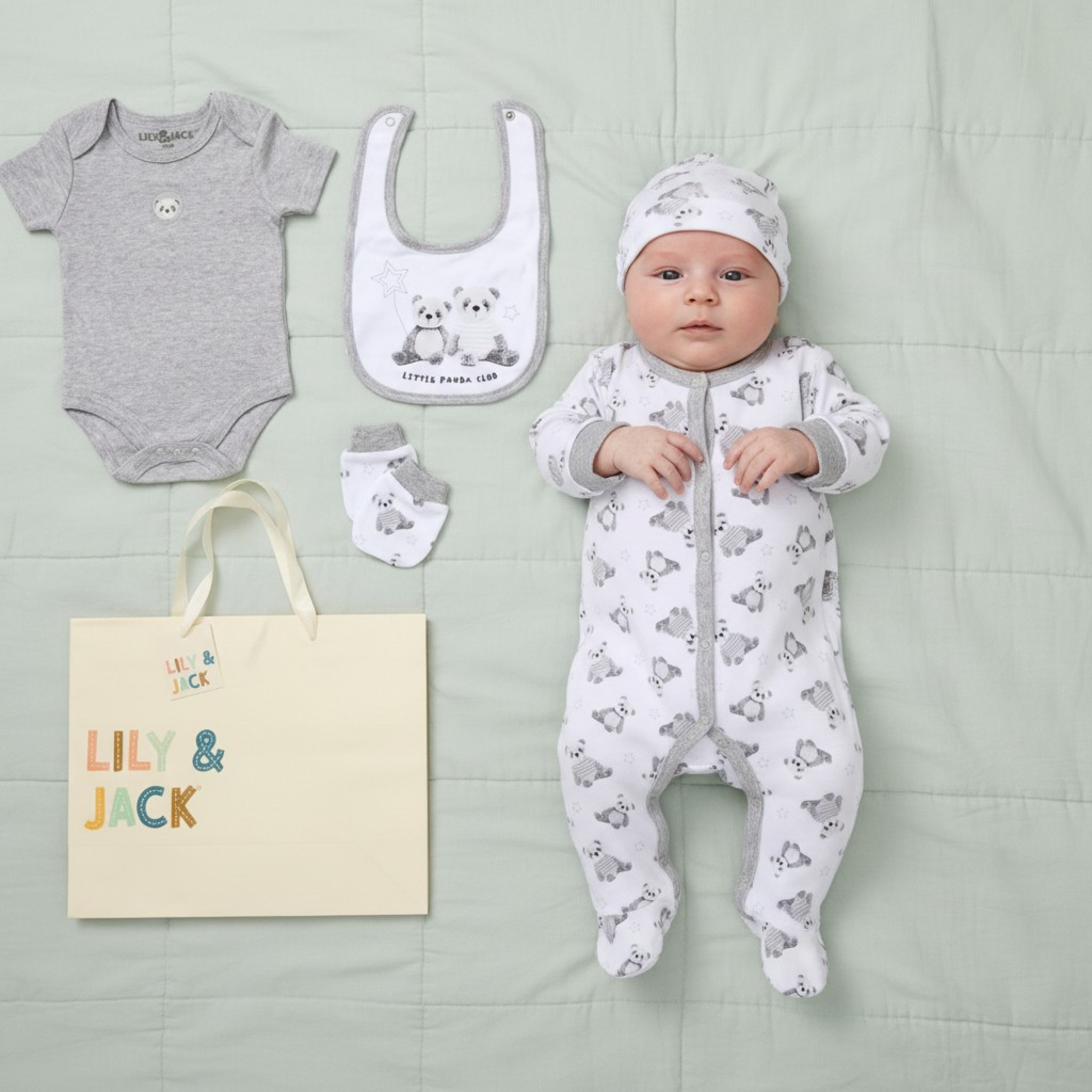 Lily & Jack F09897NB * LJF09897 "Little Panda Club" 5 Piece Layette Set (Nb-6 months)