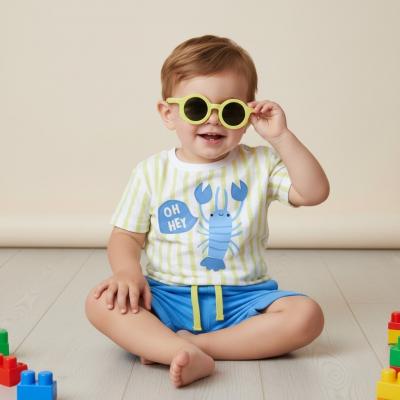 LJF10023-B  Hey Lobster Sun Glasses and Shorts Set  (12-24 Months)