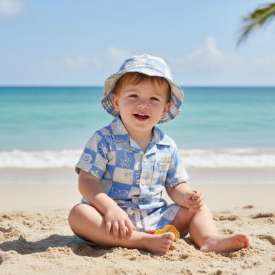 LJH12915-A  Holiday Short, Shirt and Hat Set  (6-24 months)