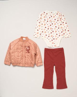 LJJ15516  "Flowers and Bows" Jacket Set  (12-24 months)
