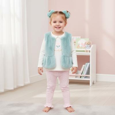LJJ15539A  Furry Gilet, legging & top "Pretty"  (12-24 months)